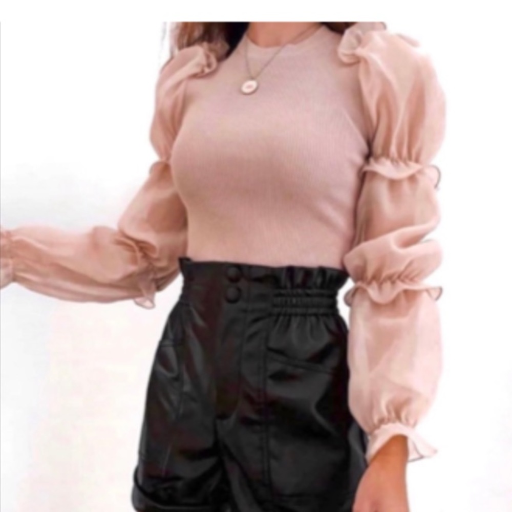 Zara pink puff sleeve top